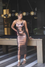 Load image into Gallery viewer, Metallic Skin dress brown
